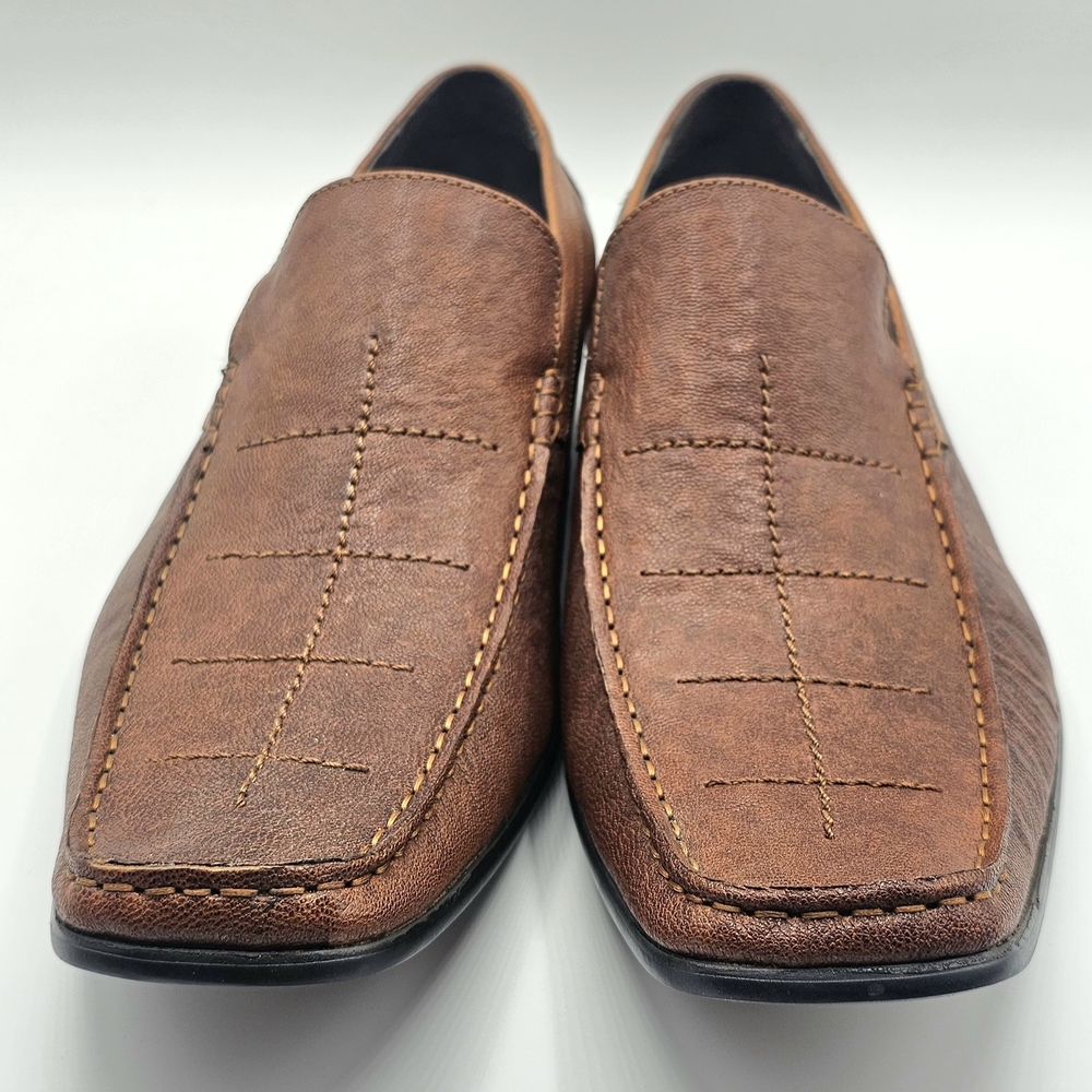 Kenneth Cole Reaction Brown Leather Loafers Slip On Shoes Men’s 10M New No Box